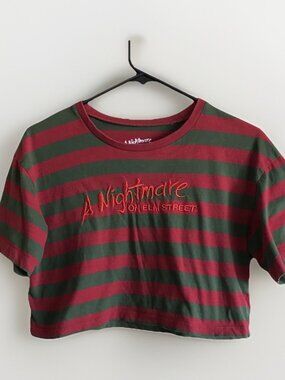 Nightmare on Elm Street Freddy Stripe Women’s Small Cropped T-Shirt Horror Tee